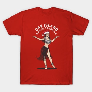 Oak Island, NC Christmas Vacationing Holiday Hula Girl T-Shirt